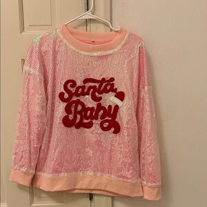 Santa Baby Pink Sequin Kids Top